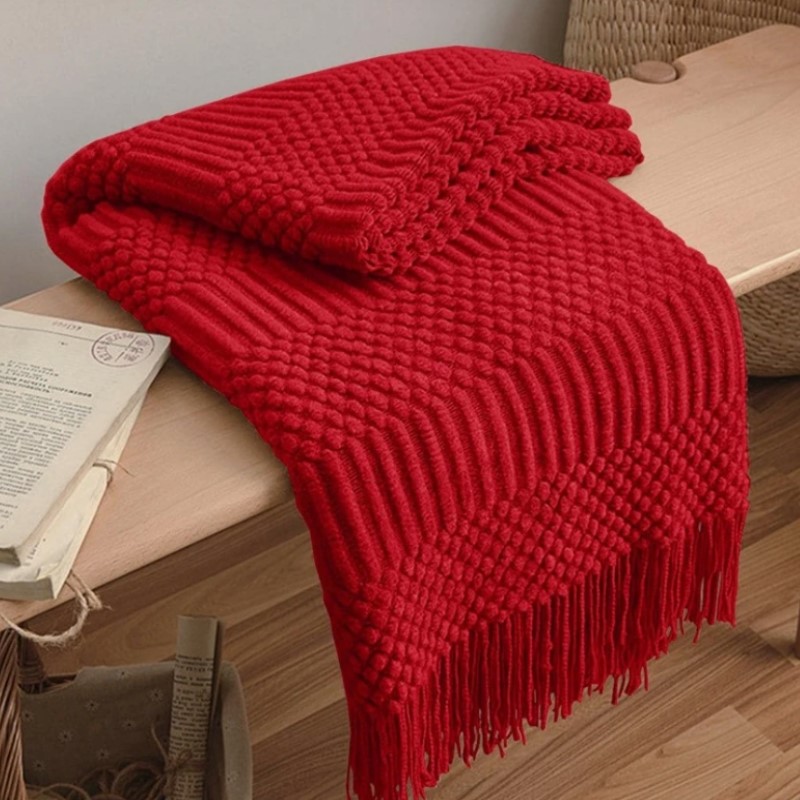 Rode Boho Chunky Gebreide Plai - Throw Blanket Chunky Knit recensie en prijs