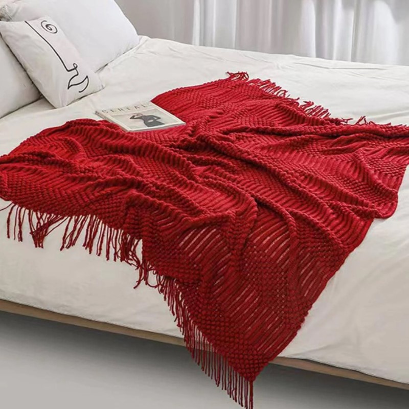 Rode Boho Chunky Gebreide Plai - Throw Blanket Chunky Knit recensie en prijs